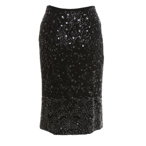 Dolce & Gabbana Black Sequin & Beaded Pencil Skirt - Picture 2 of 2